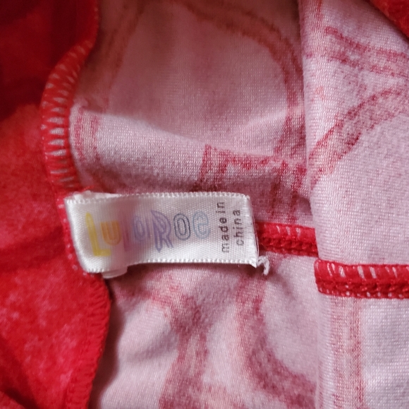 LuLaRoe Red Heart Leggings Sz Tween - Picture 4 of 4